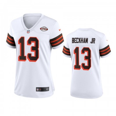 Women Cleveland Browns #13 Odell Beckham Jr. Nike 1946 Collection Alternate Game Limited NFL Jersey - White